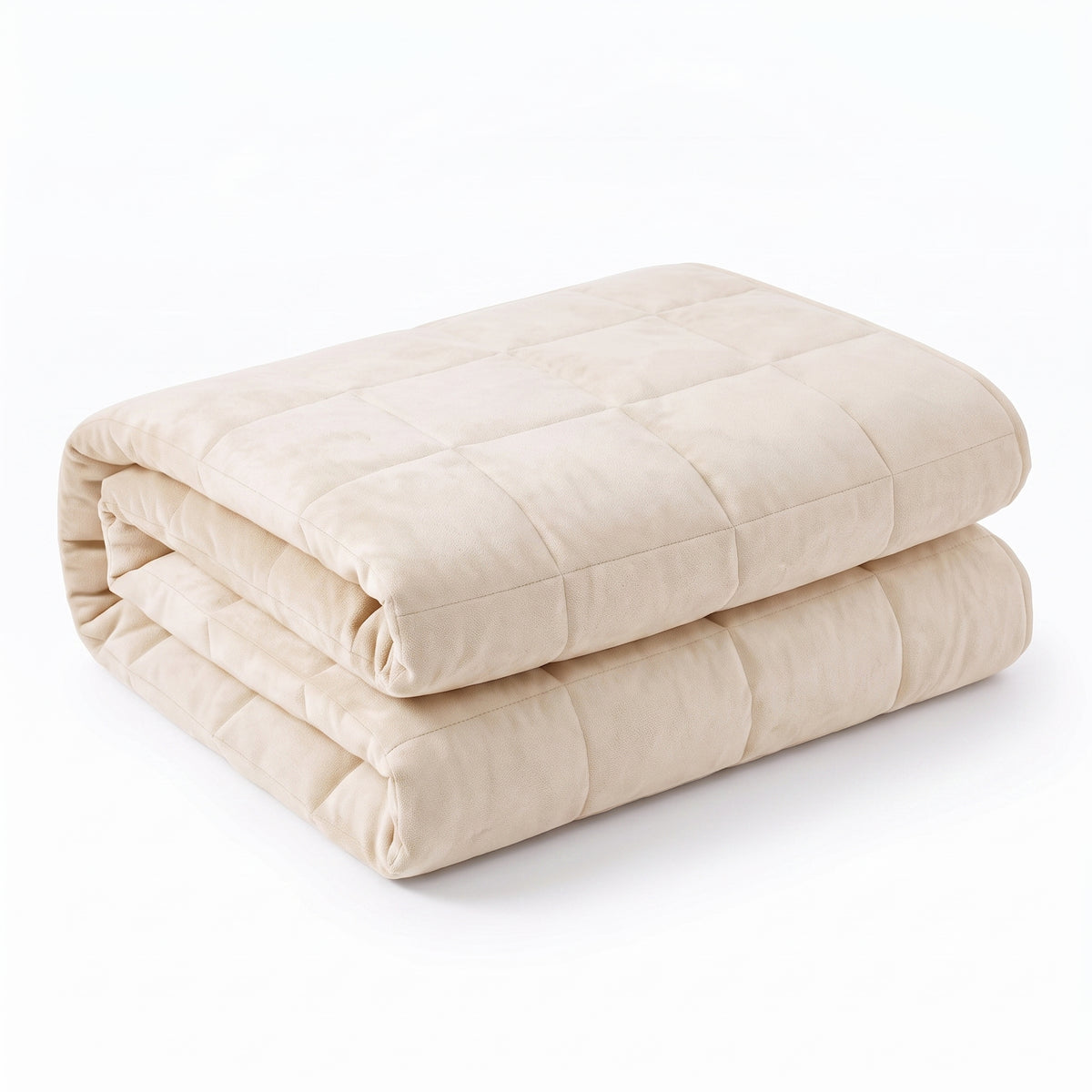 Couverture lestée Lestona, coloris crème clair, pliée