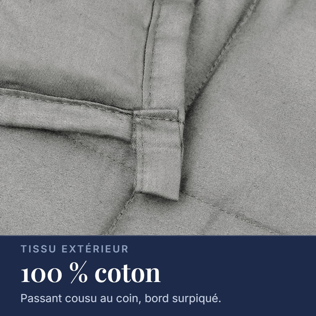 Couverture lestée Lestona, coloris gris, coin et passant de fixation