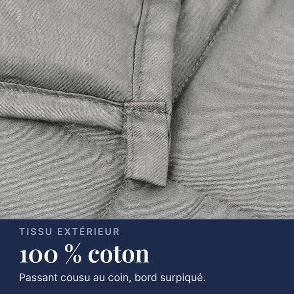 Couverture lestée Lestona, coloris gris, coin et passant de fixation