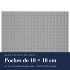 Couverture lestée Lestona, coloris gris, vue à plat : les poches cousues en carrés